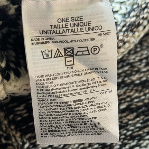 Gap Poncho Wool Blend One Size Oversized Natural Knit Sweater Cozy Shawl OS - Picture 9 of 12